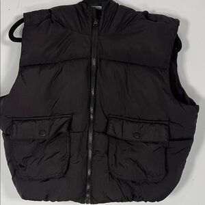 Love‎ Tree Women's Black Hooded Cropped Stylish Puffer Vest Size Large